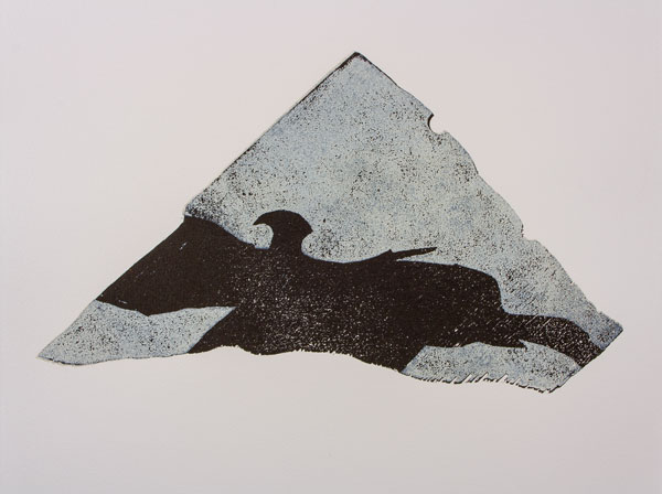 figur 4, 2010<br />Holzschnitt auf B&uuml;tten, 62 x 52 cm